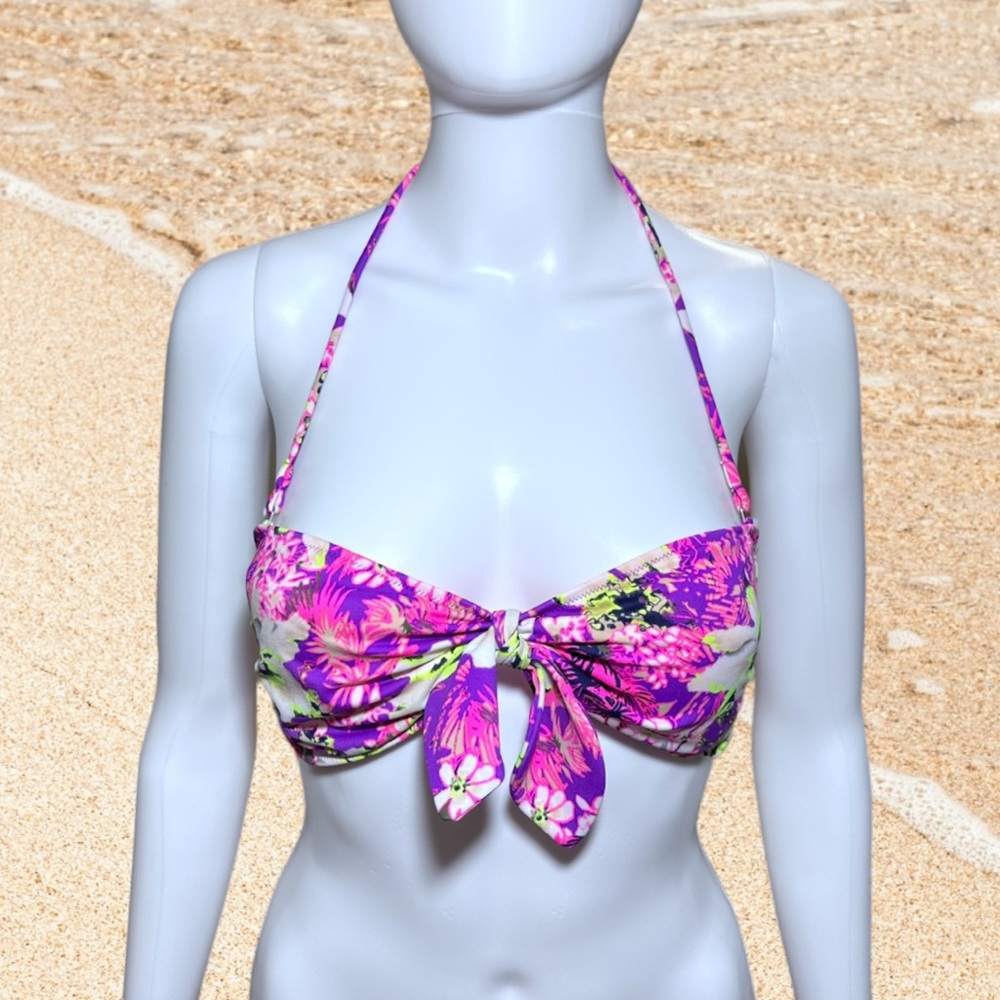Victoria’s Secret Tropical Floral Print Knot Tie Bandeau Swimsuit Top